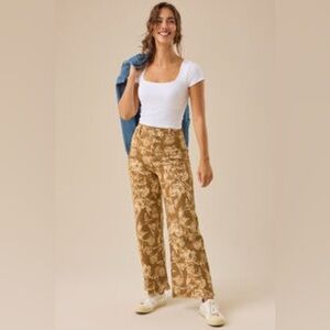 Altar'd State “Martia” Tan Floral Trousers